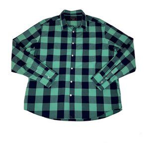 UNTUCKit Mens Green/Navy Blue Checkered Long Sleeve Button Down Shirt Size XL
